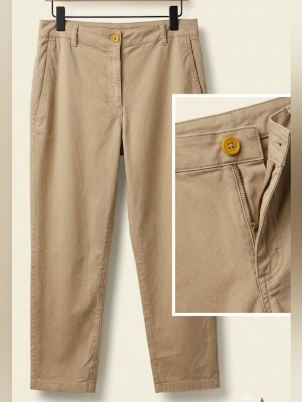 Eileen Fisher Organic Cotton/Hemp Chino Pants Khaki (Sz 6) Quiet Luxury Capsule